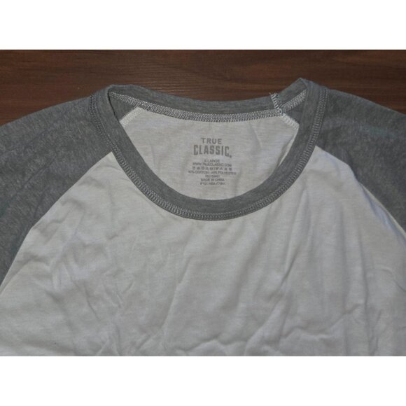 True Classic 3/4 Sleeve Two tone Crew Neck Shirt White & Gray Men Size XL NEW - Picture 3 of 5